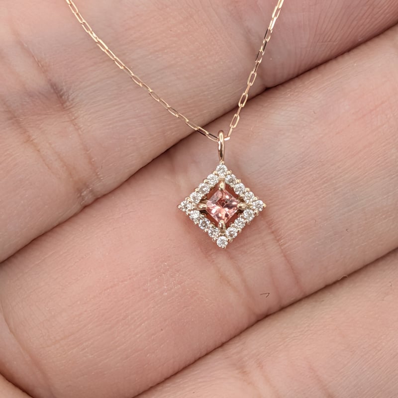 DPカード鑑別】K18PG パパラチアサファイア 0.08ct D0.05ct 40cm プ