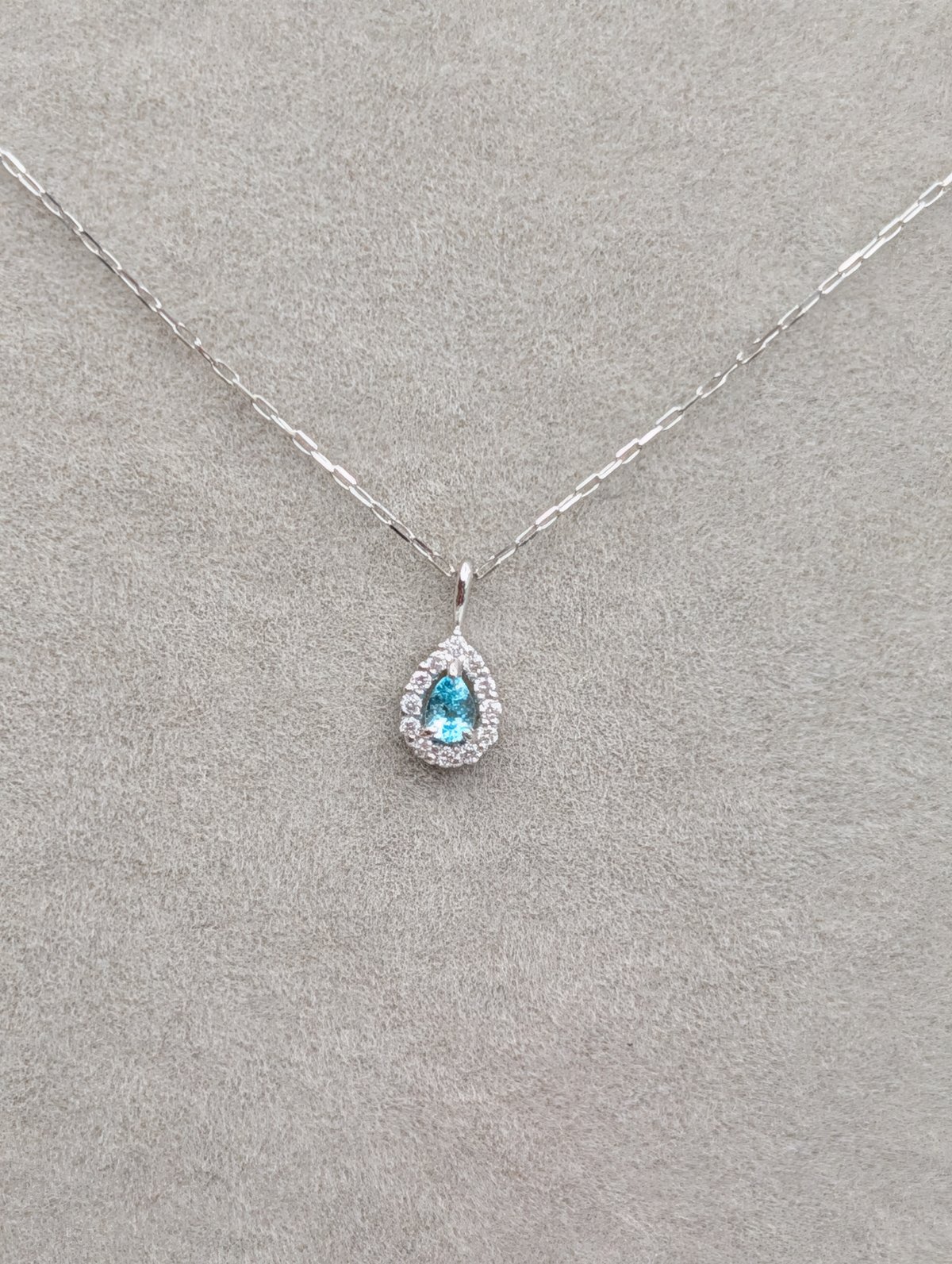 PT900パライバトルマリン 0.04ct ダイヤモンド 0.03ct 37+3cm ネックレ