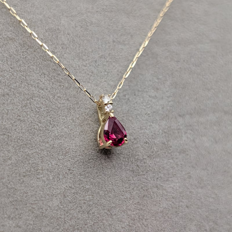 DPカード鑑別】K18 非加熱ルビー 0.15ct ダイヤ 0.01ct 40cmチェーン