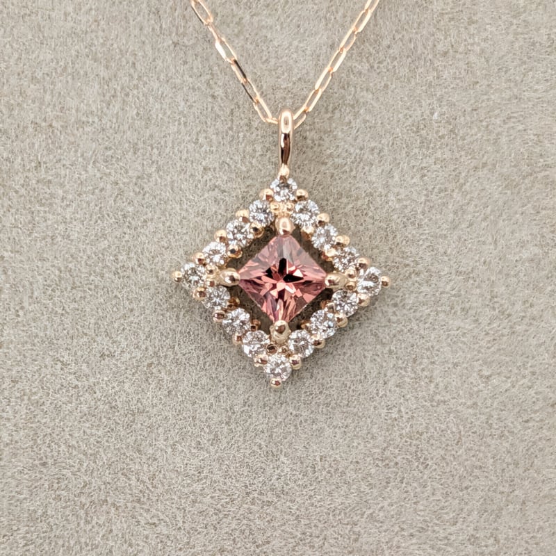 DPカード鑑別】K18PG パパラチアサファイア 0.18ct D0.08ct 40cm プ