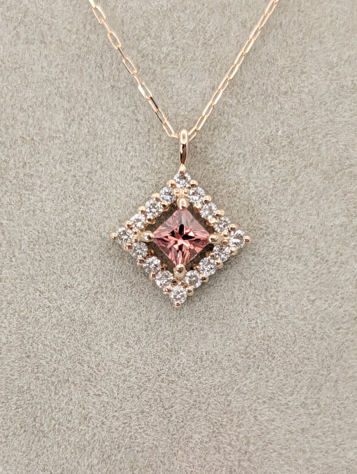 DPカード鑑別】K18PG パパラチアサファイア 0.18ct D0.08ct 40cm プ