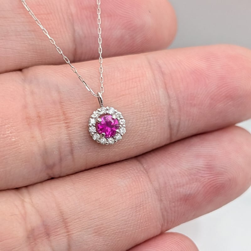 DPカード鑑別】PT 非加熱ルビー 0.18ct ダイヤ0.08ct 40cmチェーン ラウ