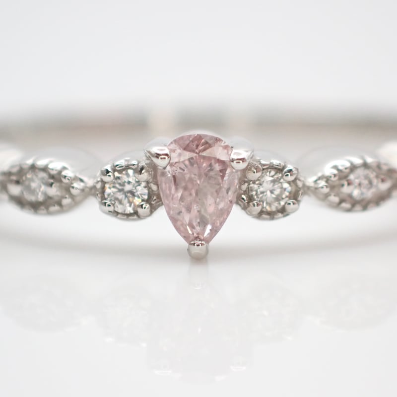 CGL鑑定書付】PT950 ピンクダイヤモンド 0.08ct ダイヤモンド 0.06ct リ