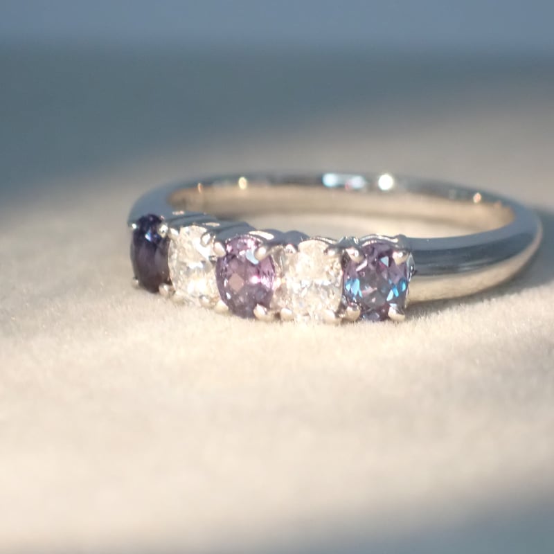 PT900アレキサンドライト 0.41ct ダイヤモンド 0.23ct 11号 リング