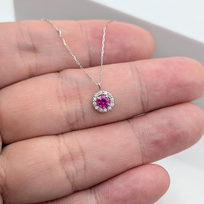 DPカード鑑別】PT 非加熱ルビー 0.18ct ダイヤ0.08ct 40cmチェーン ラウ