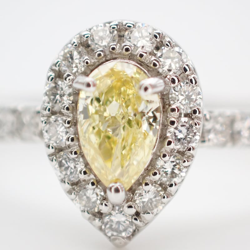CGLソ】K18 インテンス イエロー ダイヤモンド0.149ct×ダイヤモンド