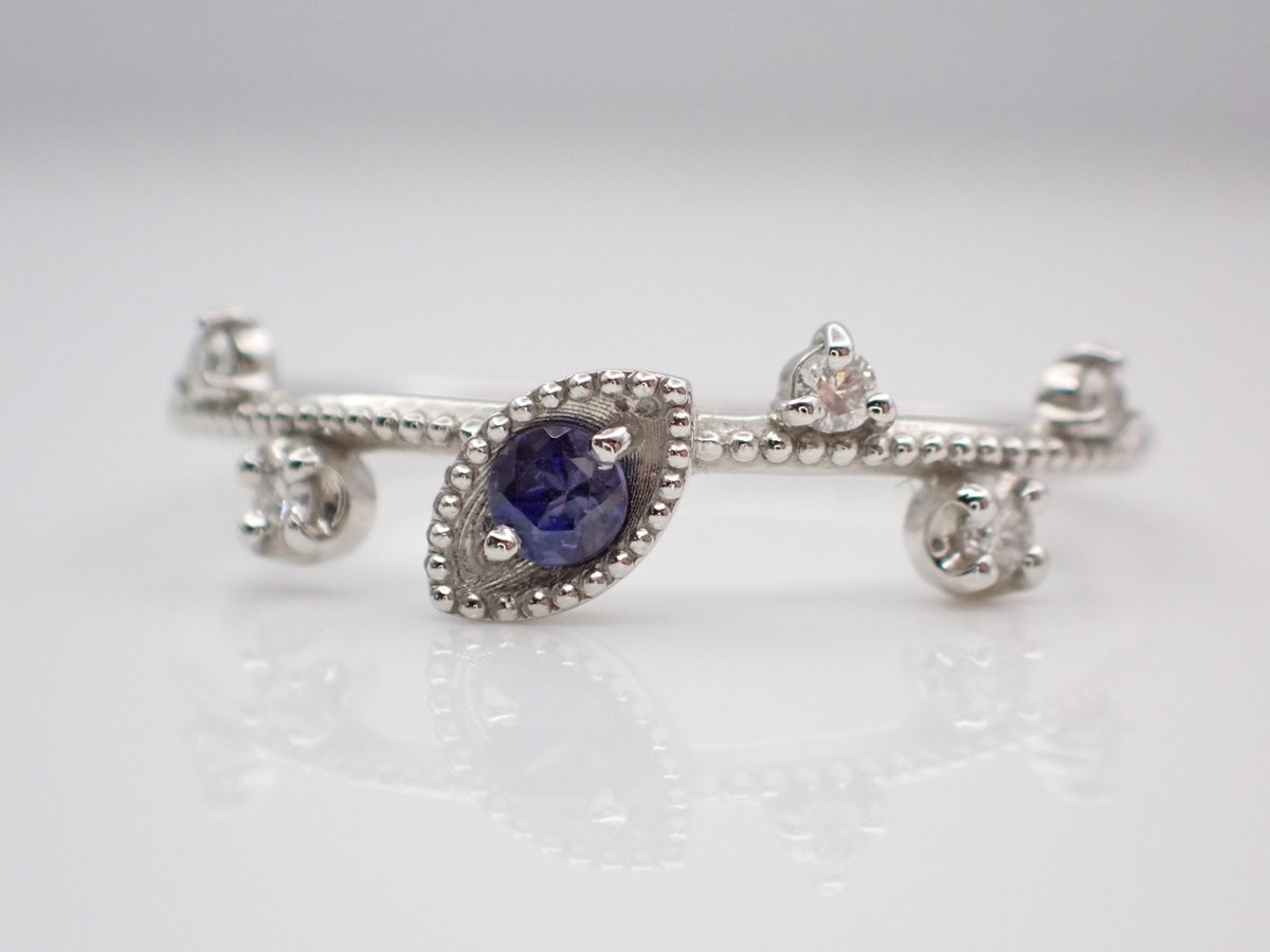 日宝協ソ】PT950 ベニトアイト 0.06ct ダイヤモンド 0.05ct 12号 リング