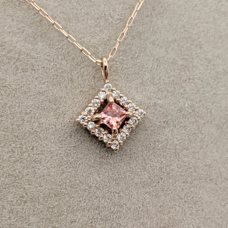 DPカード鑑別】K18PG パパラチアサファイア 0.08ct D0.05ct 40cm プ