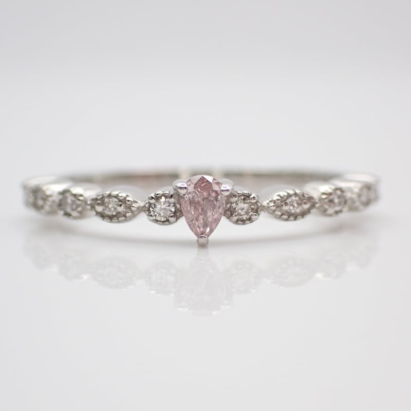 CGL鑑定書付】PT950 ピンクダイヤモンド 0.08ct ダイヤモンド 0.06ct リ