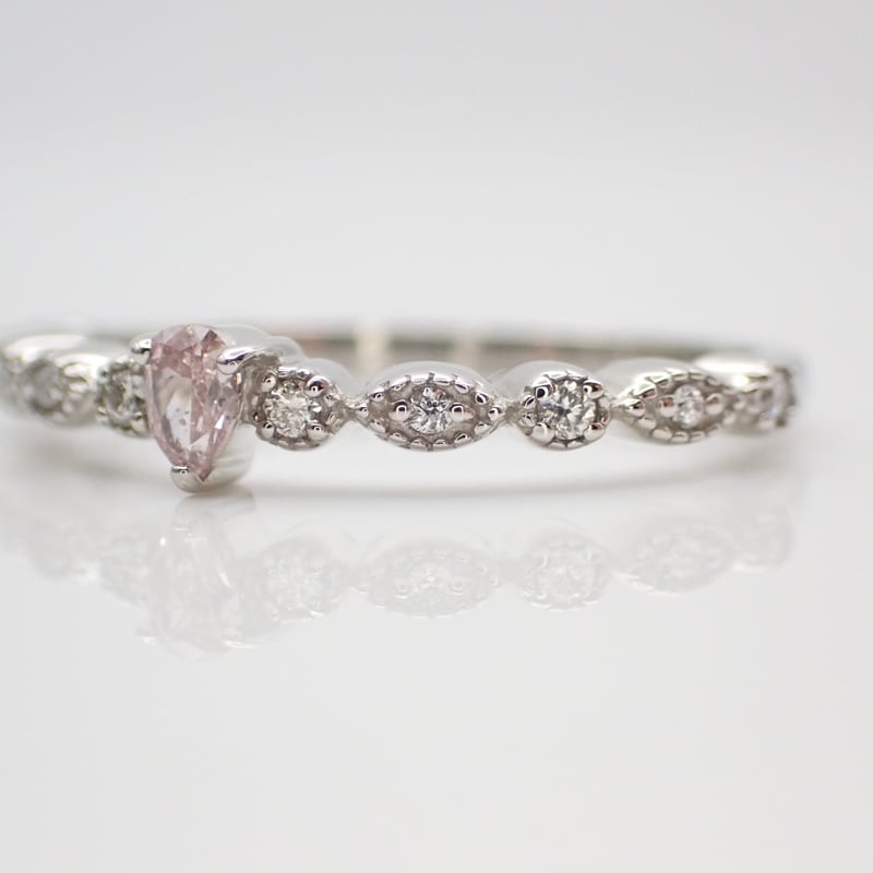 CGL鑑定書付】PT950 ピンクダイヤモンド 0.08ct ダイヤモンド 0.06ct リ
