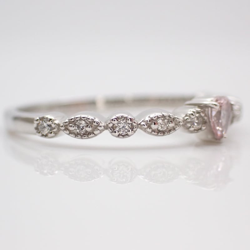 CGL鑑定書付】PT950 ピンクダイヤモンド 0.08ct ダイヤモンド 0.06ct リ