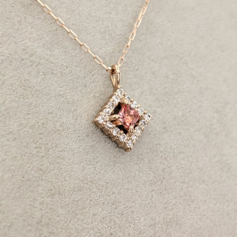DPカード鑑別】K18PG パパラチアサファイア 0.08ct D0.05ct 40cm プ