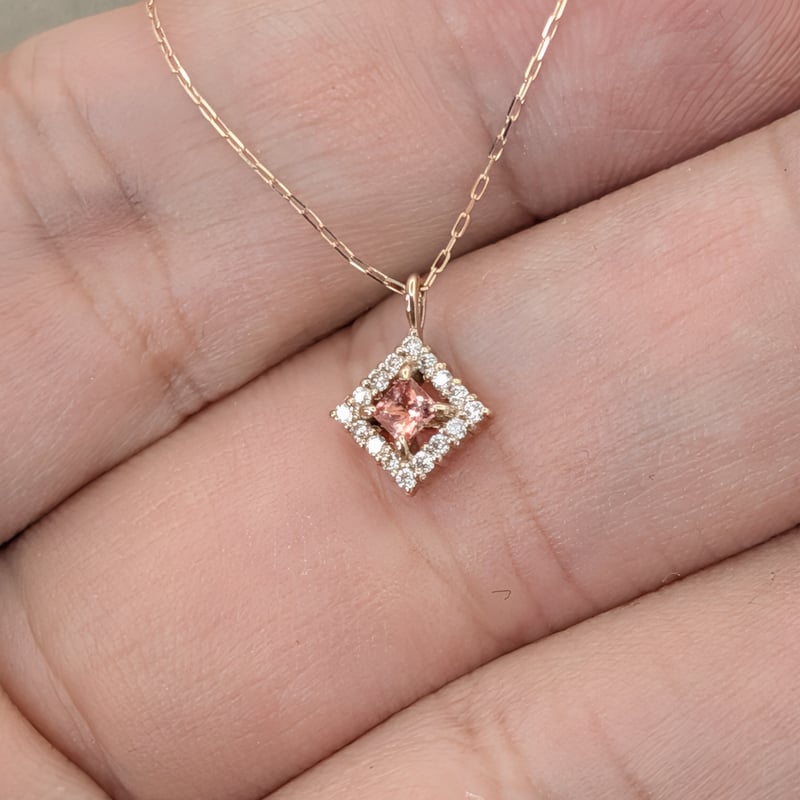 DPカード鑑別】K18PG パパラチアサファイア 0.08ct D0.05ct 40cm プ