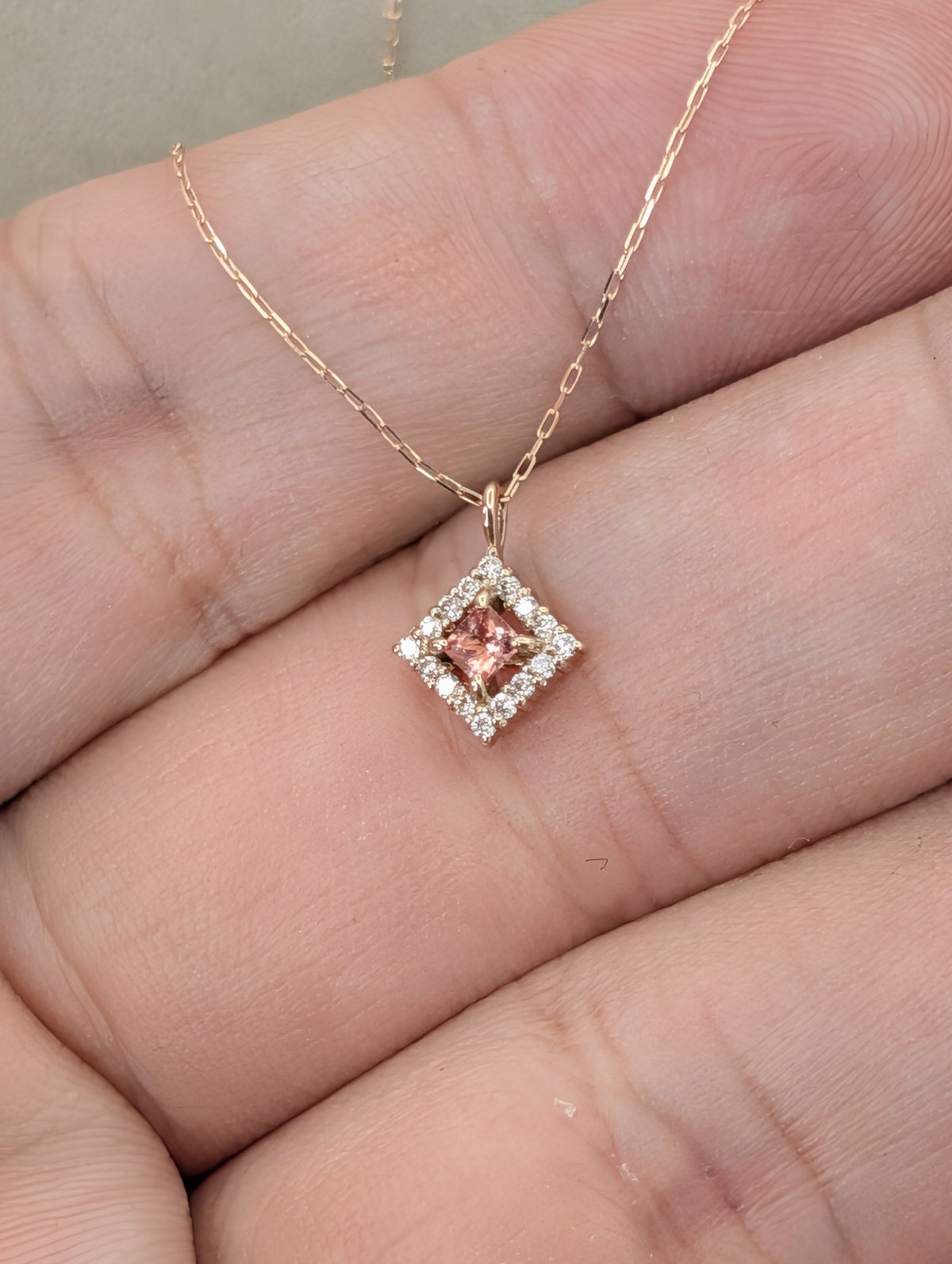 DPカード鑑別】K18PG パパラチアサファイア 0.08ct D0.05ct 40cm プ