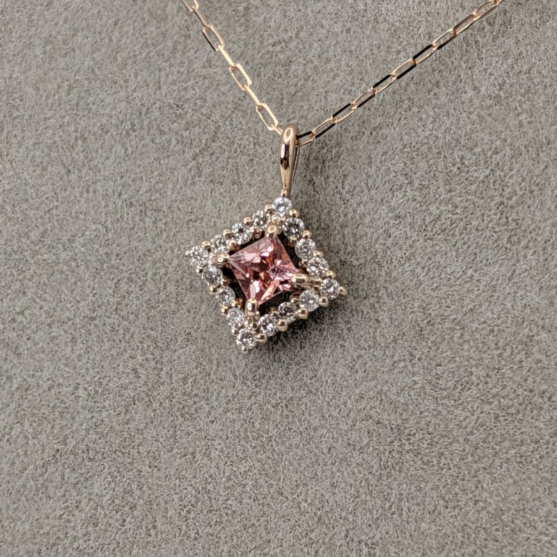 DPカード鑑別】K18PG パパラチアサファイア 0.05ct D0.03ct 40cm プ