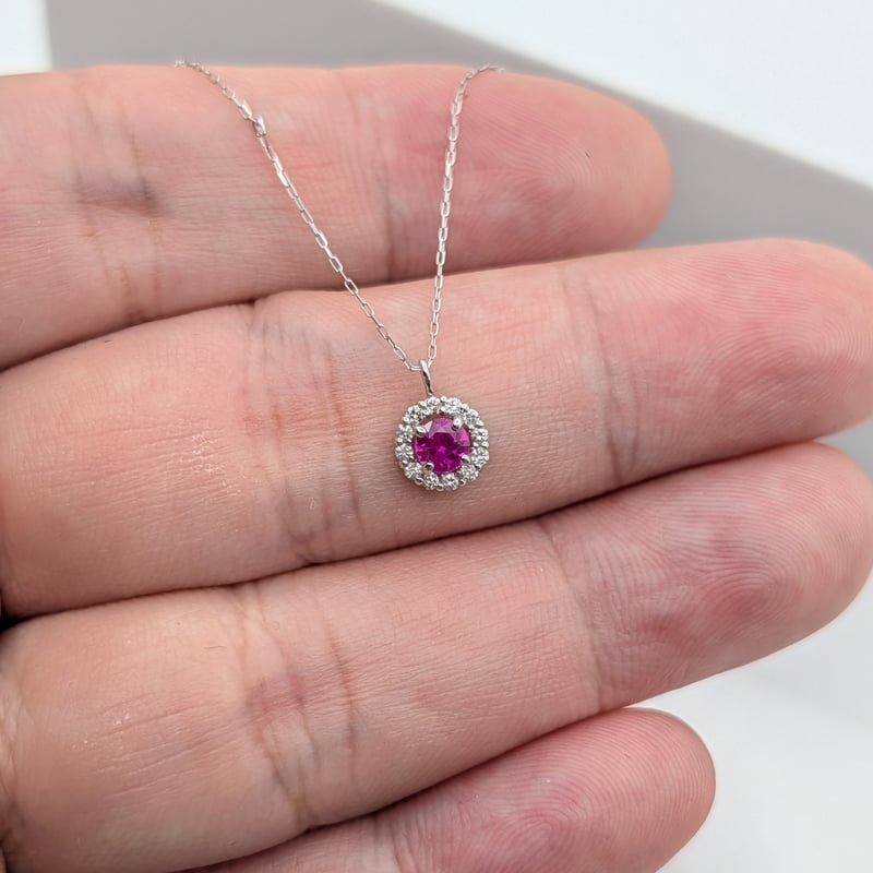 DPカード鑑別】PT 非加熱ルビー 0.18ct ダイヤ0.08ct 40cmチェーン ラウ