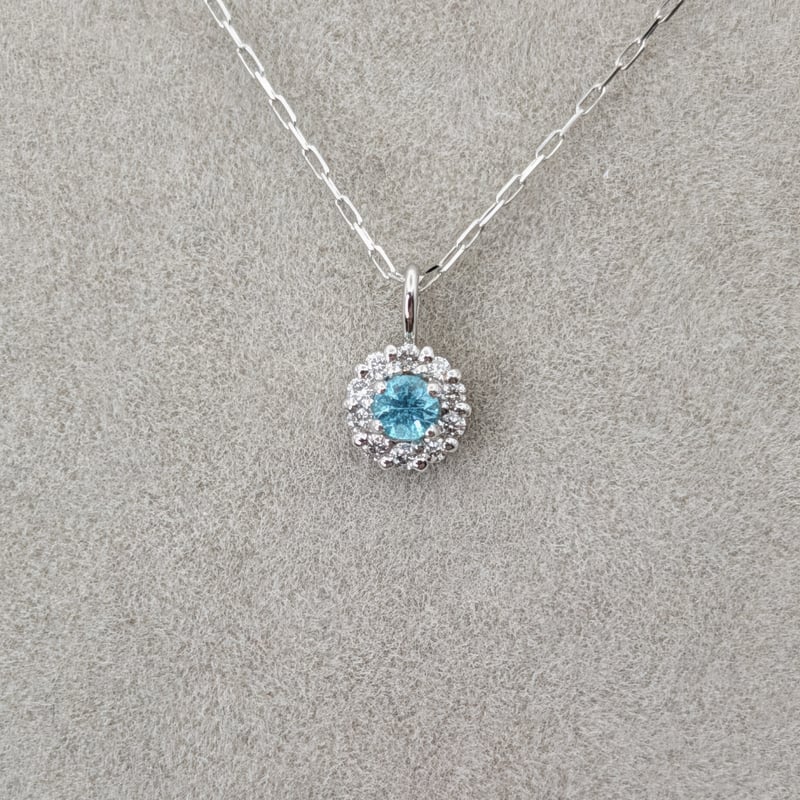 PT パライバトルマリン 0.04ct D0.03ct 40cm ラウンドヘイロー