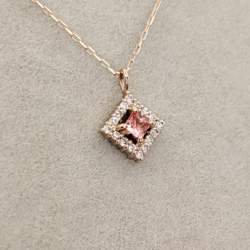 DPカード鑑別】K18PG パパラチアサファイア 0.08ct D0.05ct 40cm プ