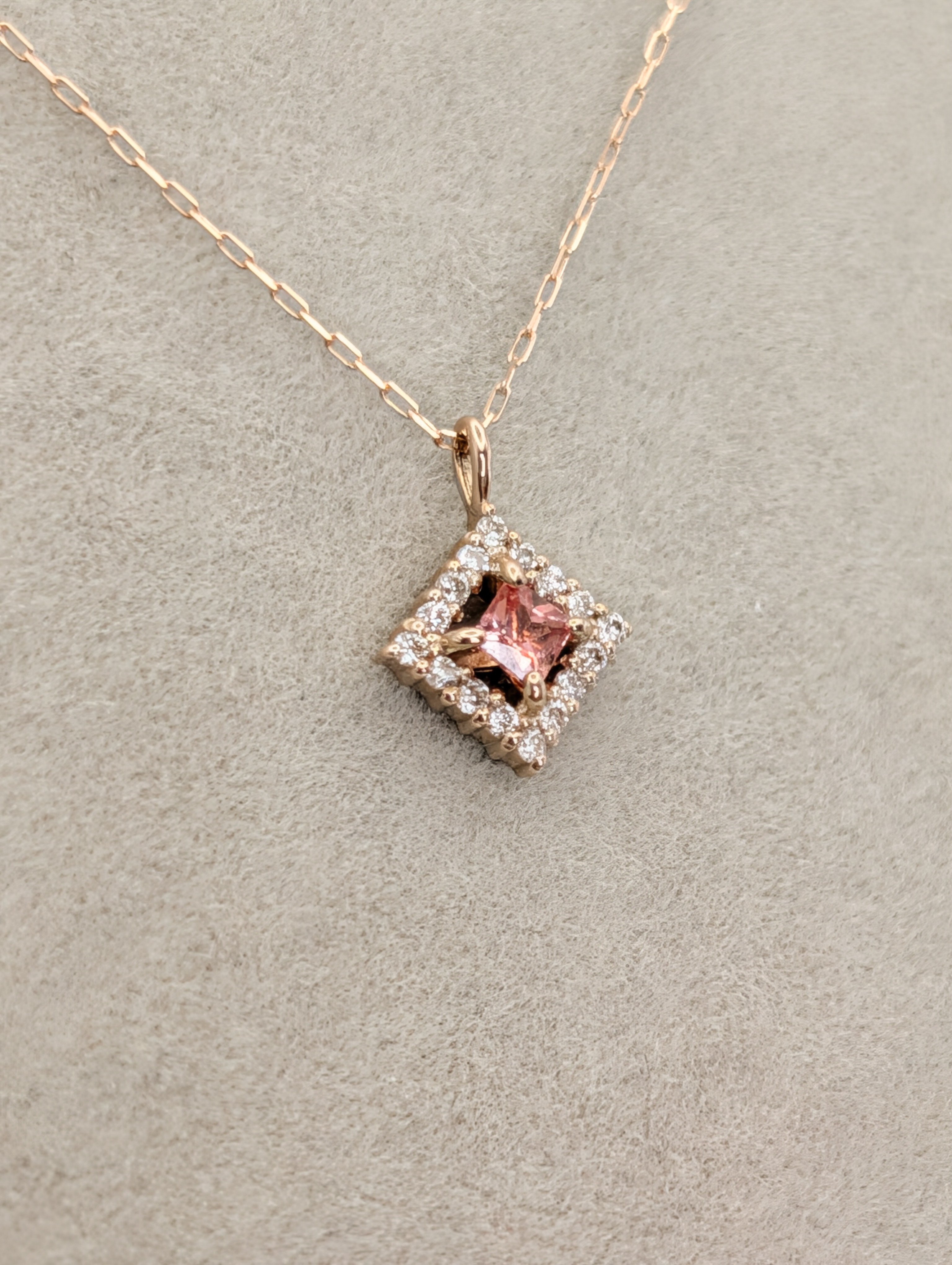DPカード鑑別】K18PG パパラチアサファイア 0.08ct D0.05ct 40cm プ