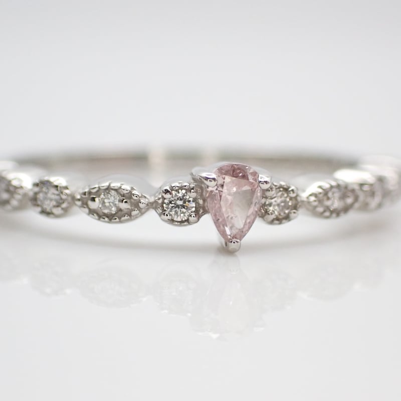 CGL鑑定書付】PT950 ピンクダイヤモンド 0.08ct ダイヤモンド 0.06ct リ