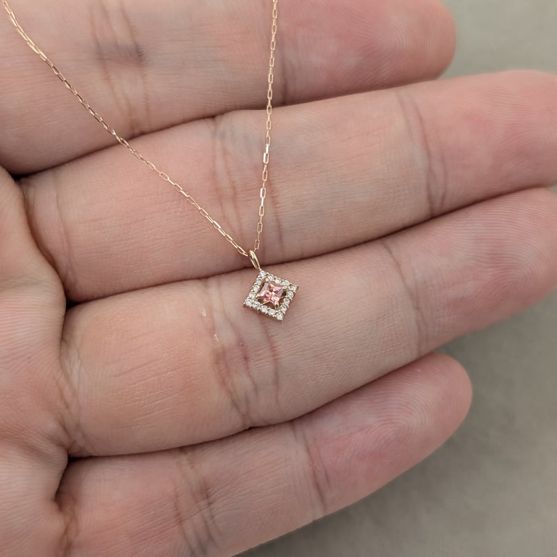 DPカード鑑別】K18PG パパラチアサファイア 0.05ct D0.03ct 40cm プ