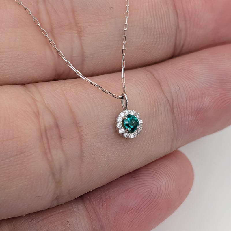 PT900エメラルド 0.05ct ダイヤモンド 0.03ct 37+3cm ネックレス |