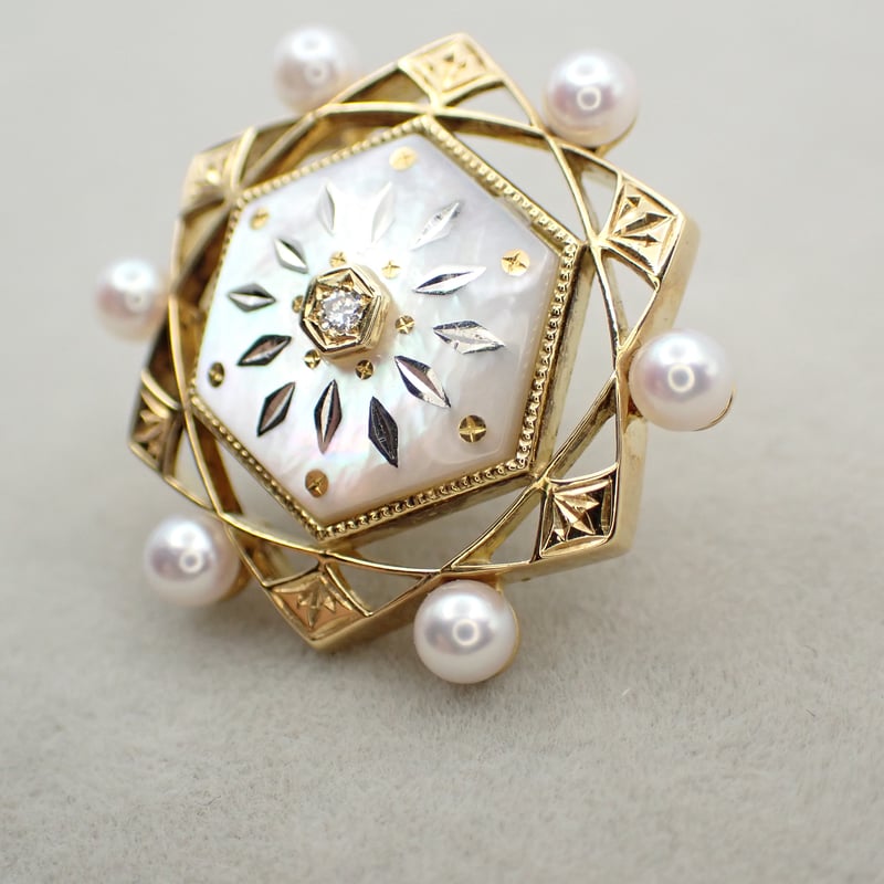 k18 パール ピン MIKIMOTO K18 ピクウェ ベビーパールピン ブローチ usedJewelry | 鈴