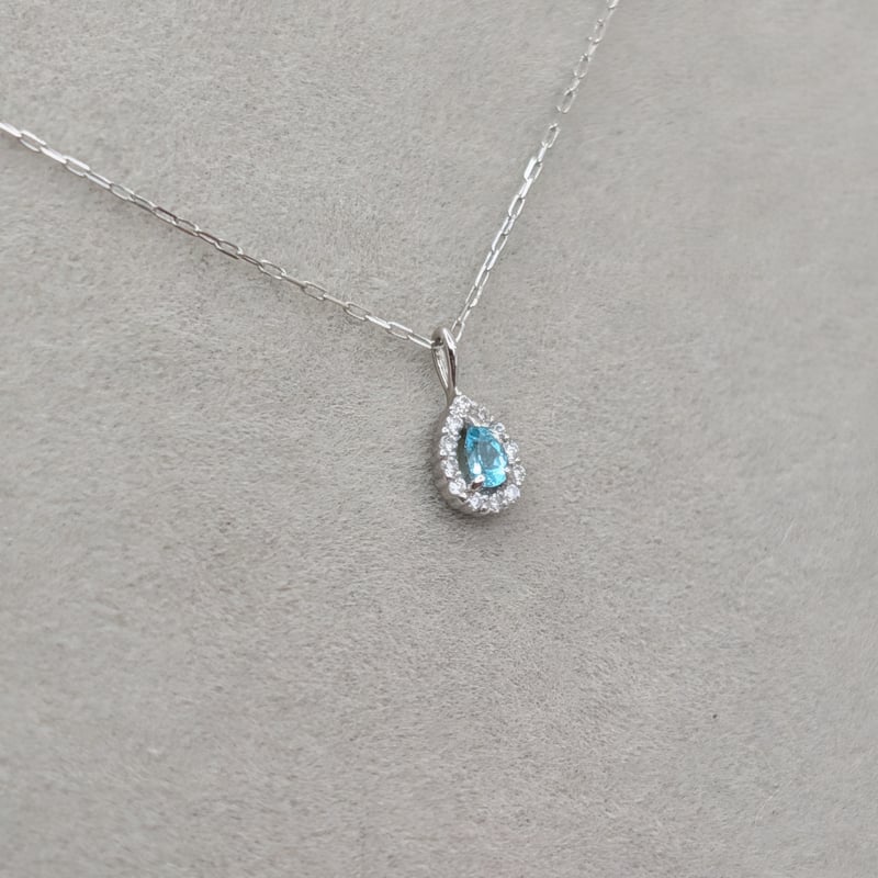 PT900パライバトルマリン 0.04ct ダイヤモンド 0.03ct 37+3cm ネックレ