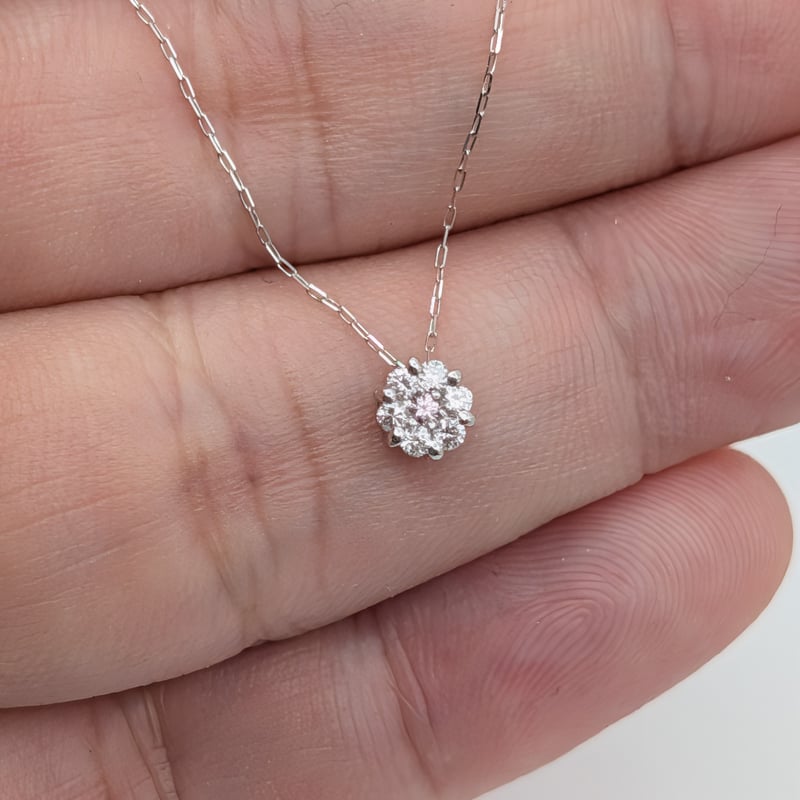 PT900 ピンクダイヤモンド 0.01ct ダイヤモンド 0.08ct 37+3cm ネック