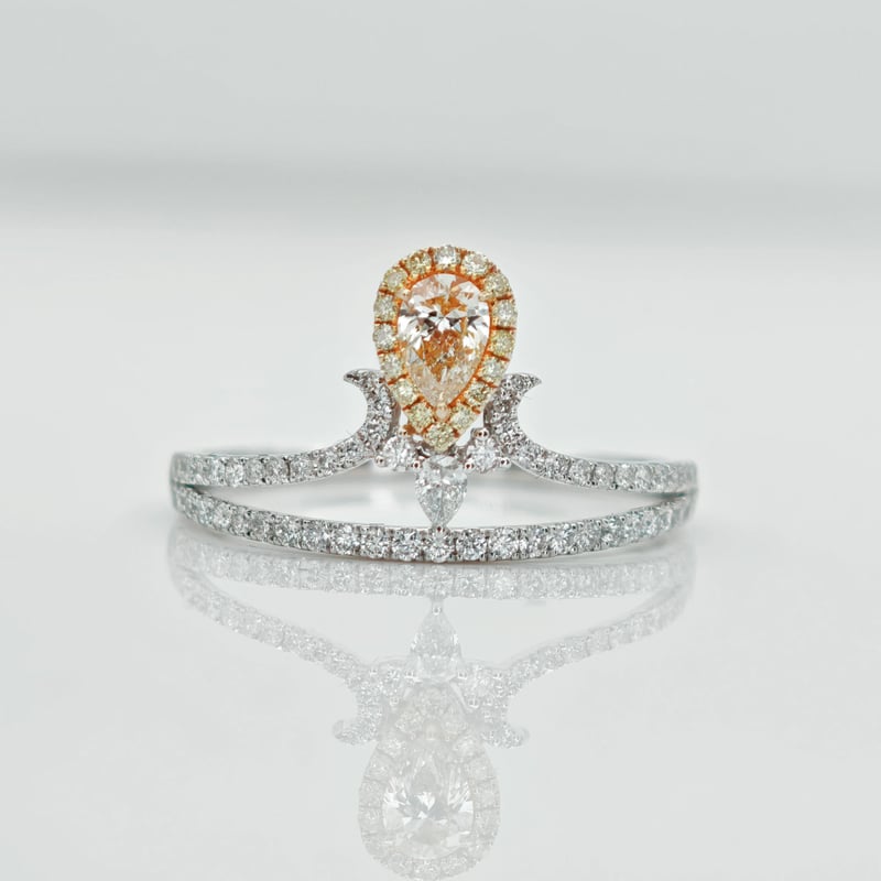 K18WG/YG イエローダイヤモンド0.18ct ダイヤモンド0.36ct リング 13.5