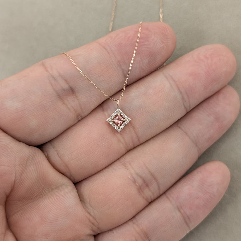 DPカード鑑別】K18PG パパラチアサファイア 0.08ct D0.05ct 40cm プ