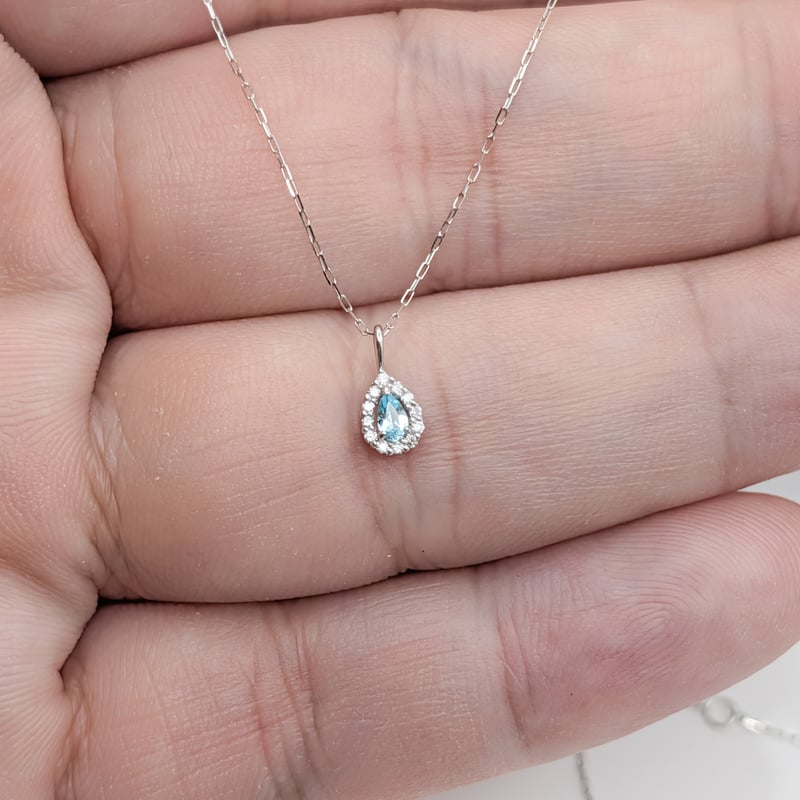 PT900パライバトルマリン 0.04ct ダイヤモンド 0.03ct 37+3cm ネックレ