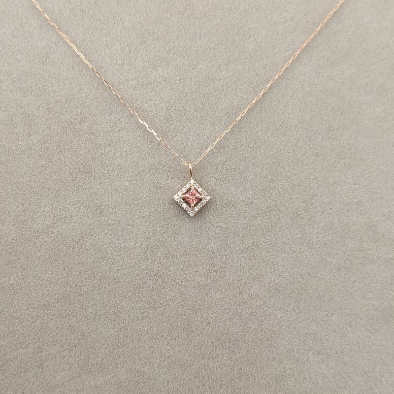 DPカード鑑別】K18PG パパラチアサファイア 0.05ct D0.03ct 40cm プ