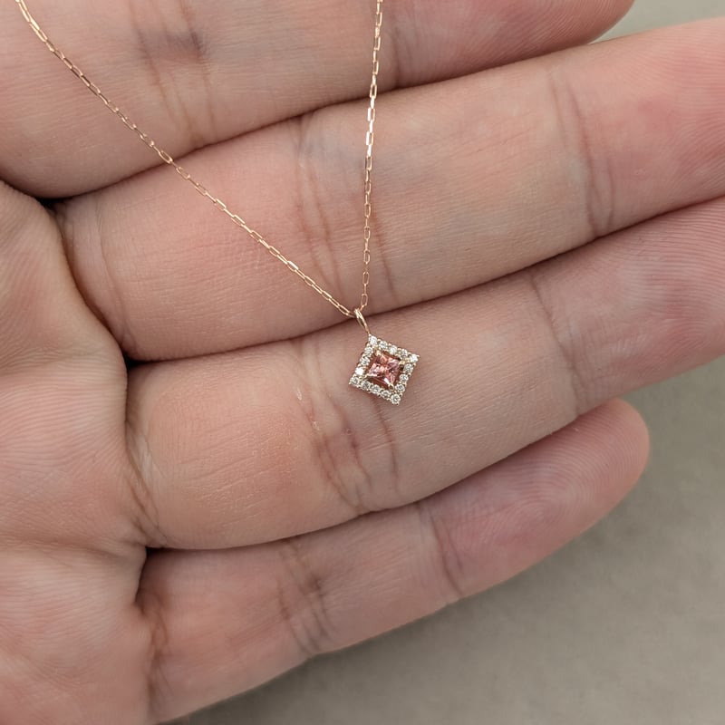 DPカード鑑別】K18PG パパラチアサファイア 0.05ct D0.03ct 40cm プ