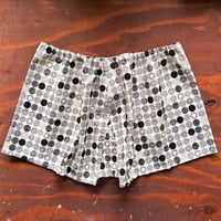 ＜完成品＞締め付けないモンペパンツ　白黒サークル（L)