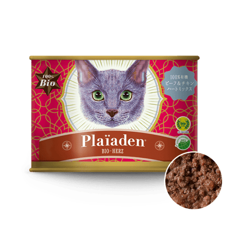 《Plaiaden》100％有機　ビーフ＆チキン　ハートミックス（for CAT）
