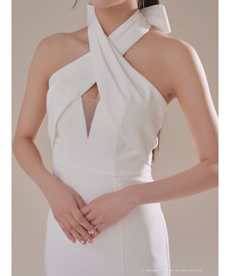 クロスホルターネック/バストシアー/ストレッチ/シンプル/マーメイド/ロングドレス/キャバドレス【Andy アンディ/GLAMOROUS グラマラス】[GMS-V882]