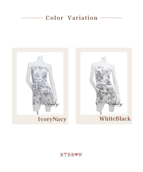 花柄/フラワープリント/サテン/ベアトップ/タック/タイト/ミニドレス/キャバドレス【Andy アンディ】[AN-ON3144]