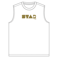 STAR RUNNING CLUB メンズノースリーブシャツ(ホワイト)