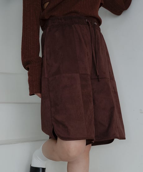 Panel Faux Suede Shorts