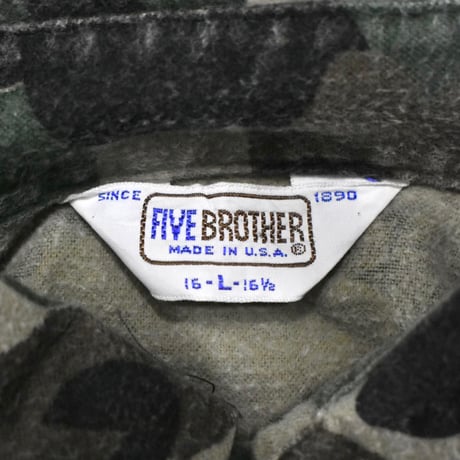 70~80's Five Brothers L/S Duck Hunter Camo Chamois Shirt