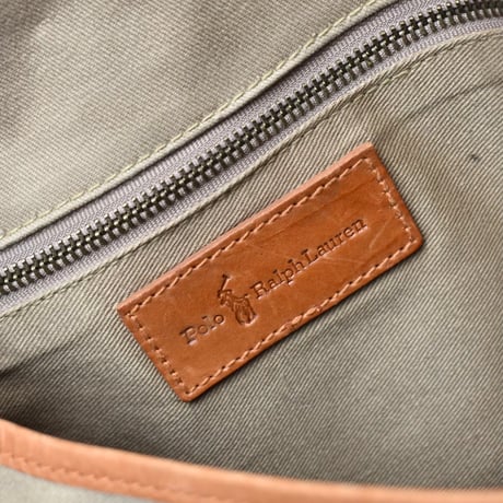 Polo Ralph Lauren Safari Leather Trim Shoulder Bag