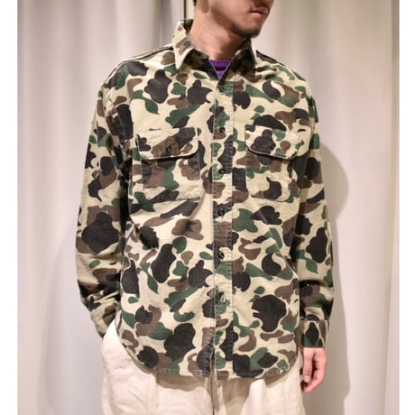 70~80's Five Brothers L/S Duck Hunter Camo Chamois Shirt