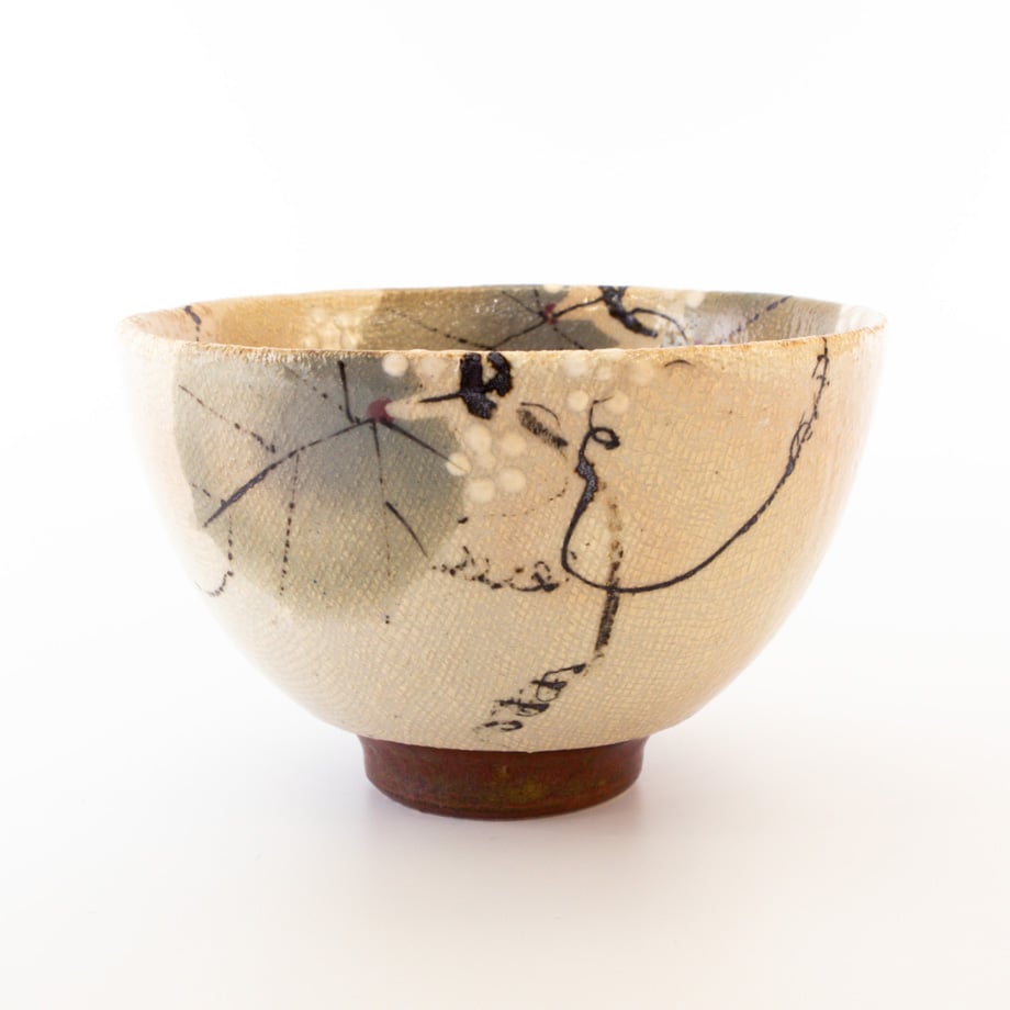 浜渡富雄｜山の葉文 飯碗（彩泥紙抜き）Leaf Rice Bowl | Craft OGAWA