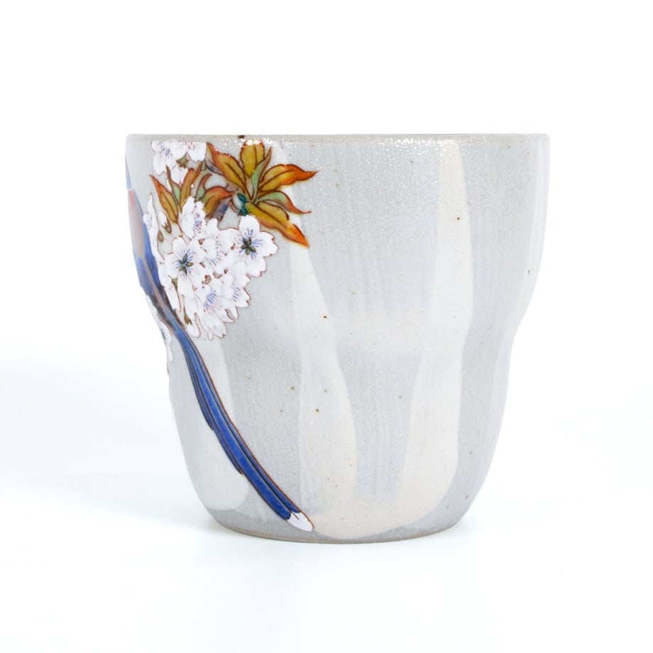 九谷焼｜山桜に鳥文 焼酎カップ Yamazakura Bird Shochu Cup | Cr
