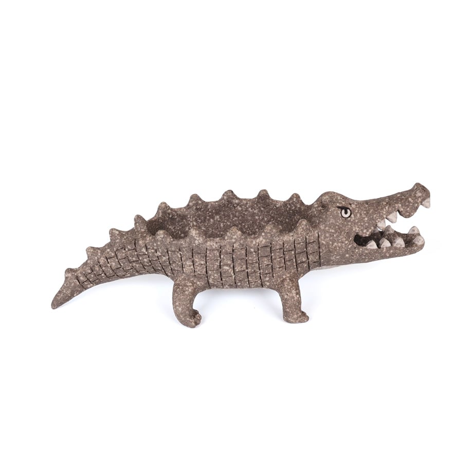 泰木窯｜ワニの植木鉢（炭化焼成）Crocodile Planter | Craft OGAWA