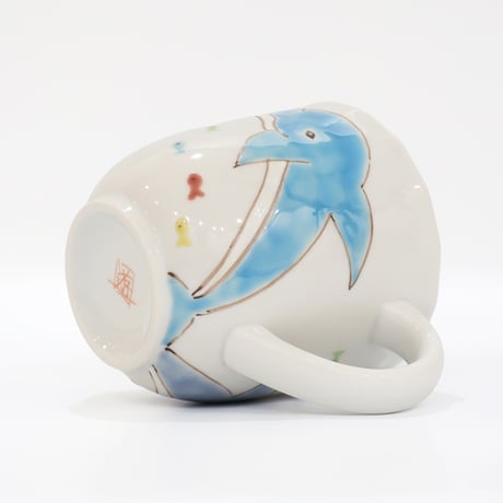 九谷焼 色絵遊｜海の仲間たち マグカップ｜Sea Friends Mug