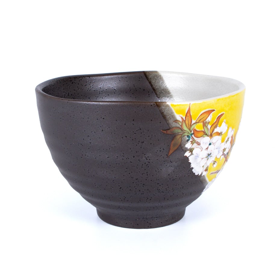 九谷焼｜吉田屋 山桜に鳥文 お茶漬け碗 Yamazakura Bird Rice Bowl |