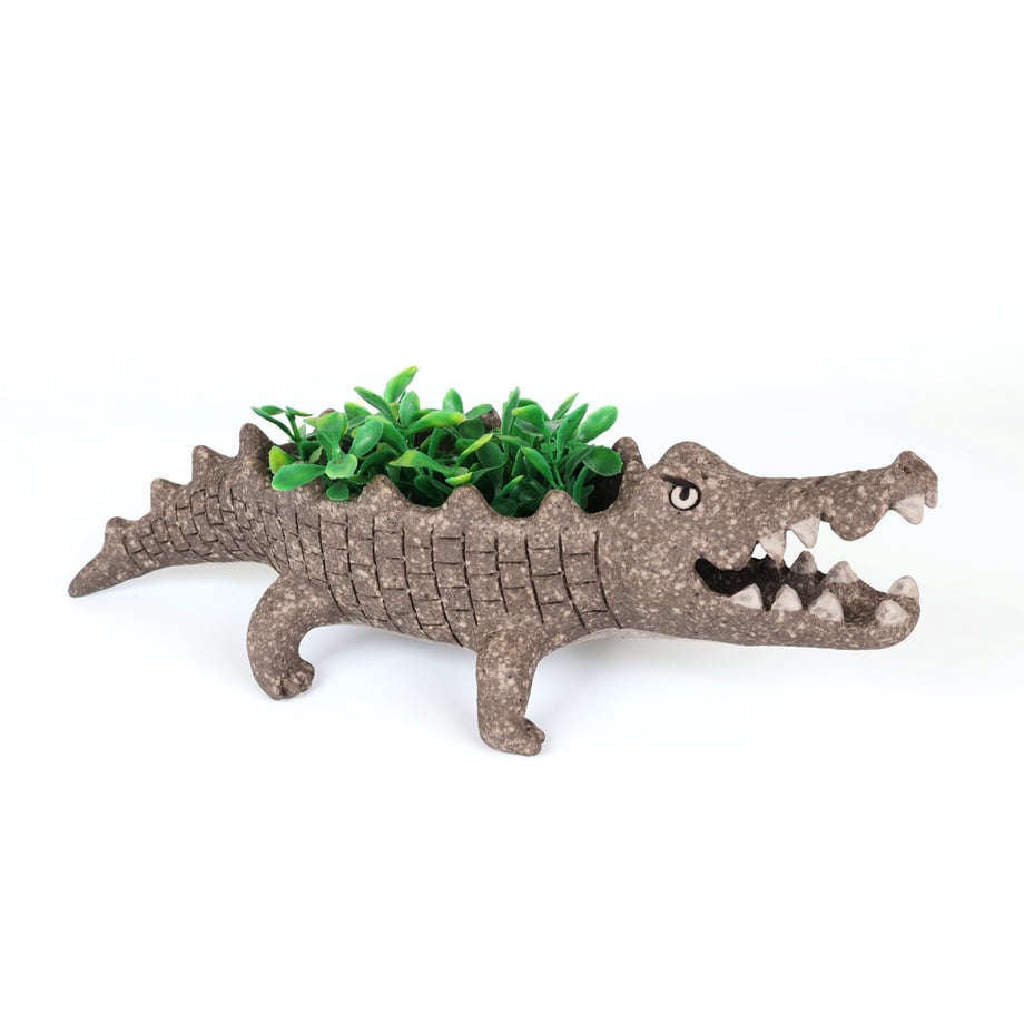 泰木窯｜ワニの植木鉢（炭化焼成）Crocodile Planter | Craft OGAWA