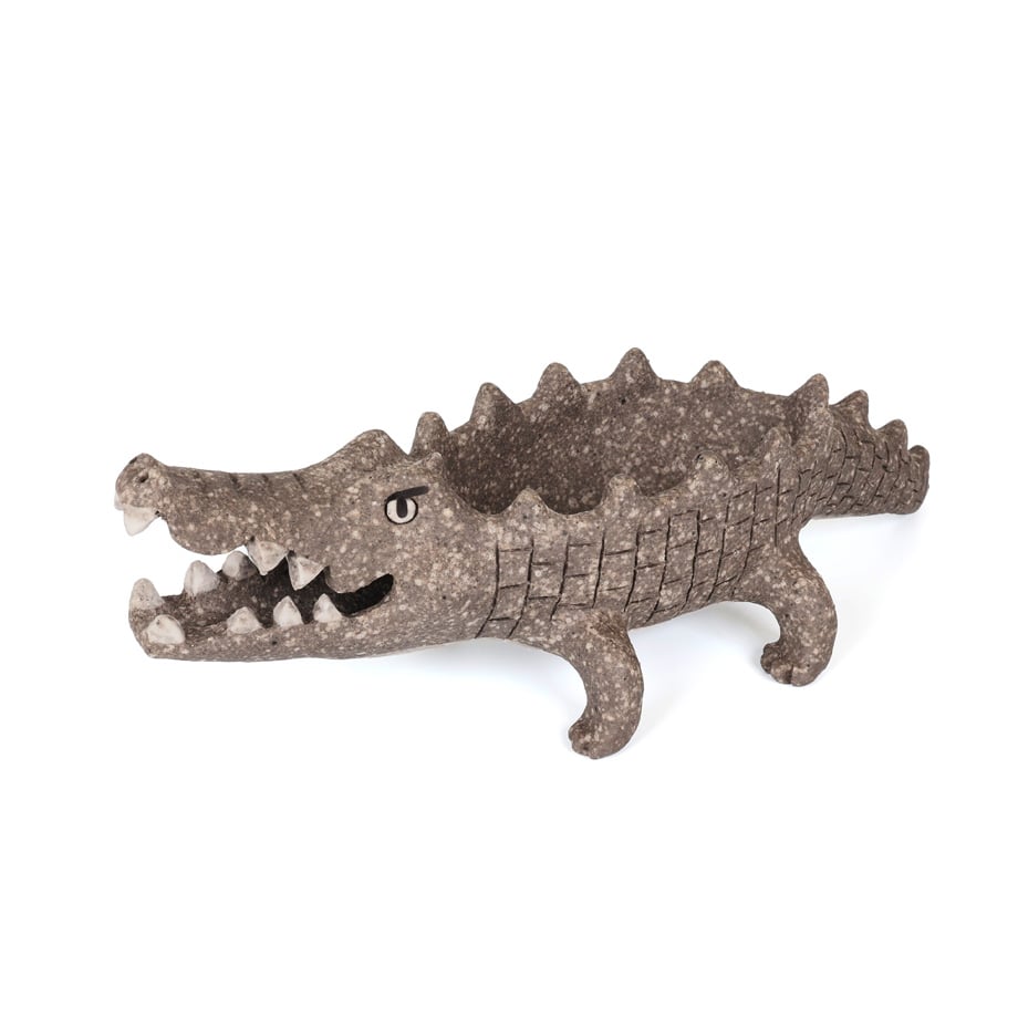 泰木窯｜ワニの植木鉢（炭化焼成）Crocodile Planter | Craft OGAWA